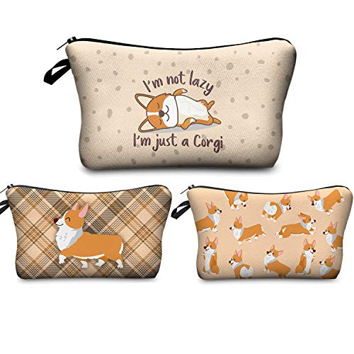 FITINI Makeup Bag Funny,Corgi Dogs Travel Small Cosmetic Bags Organizer for Women Handbag Toiletry Storage Pouch Waterproof Purse,Set of 3 online at globaldelivered