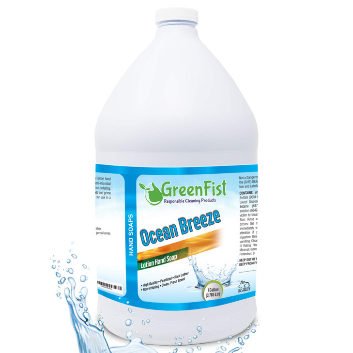 GreenFist Lotionized Hand Soap Liquid Gel Refill Made in USA 128 Ounce 1 Gallon Ocean Breeze