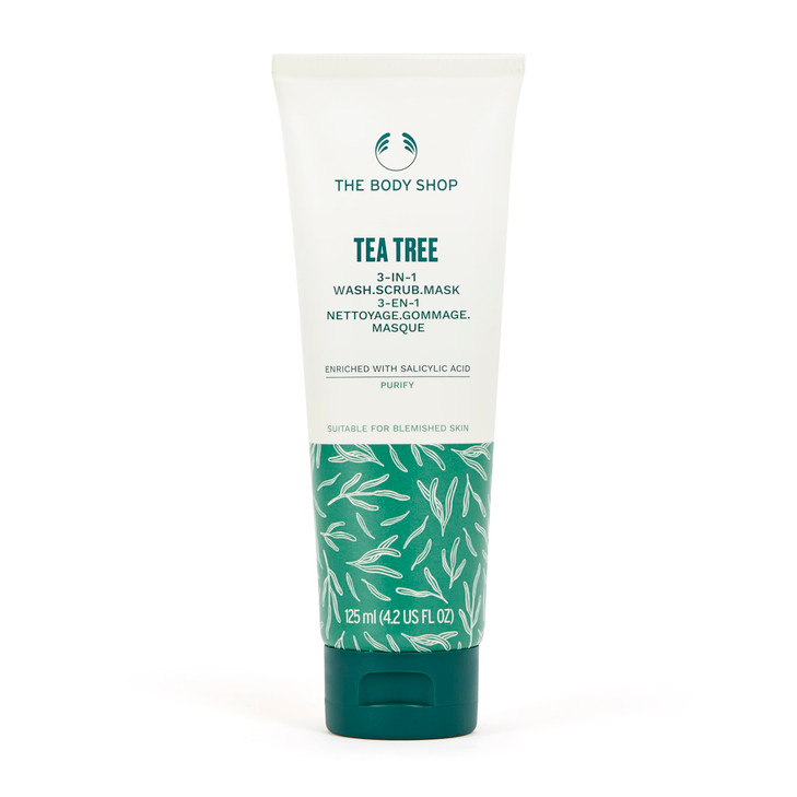 The Body Shop Tea Tree 3 in 1 Wash Scrub Mask Purifying Vegan Skincare For Oily Blemished Skin 42 oz