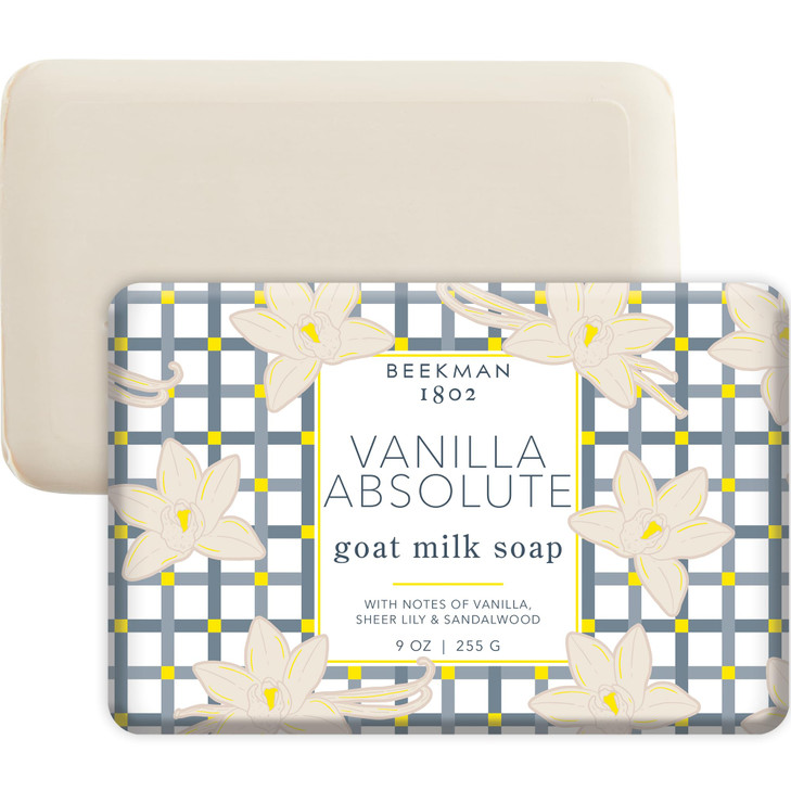 Beekman 1802 Goat Milk Body Soap Bar Vanilla Absolute Scented 9 oz Nourishes Moisturizes Hydrates 100 Vegetable Soap wit