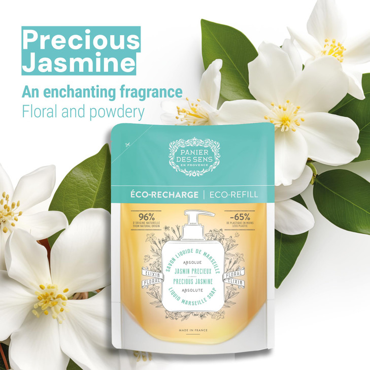 Panier des Sens Liquid Hand Soap Refills Jasmine Foaming Hand Soap Refill French Moisturizing Hand Wash with Coconut Oil