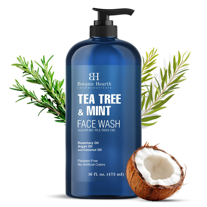 Botanic Hearth Tea Tree Face Wash With Mint Acne Fighting Premium Hydrating Liquid Face Soap With Pure Tea Tree Oil For