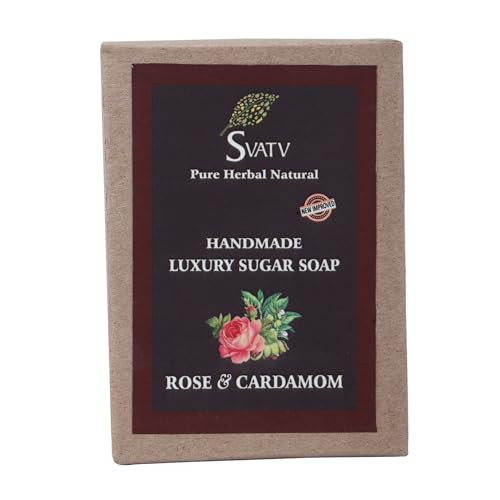 SVATV Soap with natural soothing herbs of Rose Cardamom Traditional Ayurvedic Herbal Soap for all skin type 125g