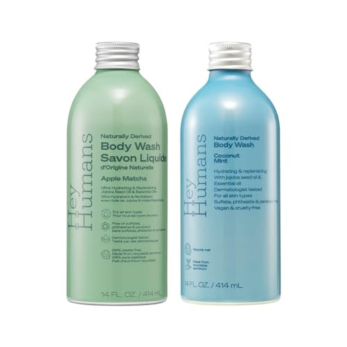 Apple Matcha and Coconut Mint Moisturizing Body Wash with Natural Ingredients Jojoba Oil Clean Vegan Sulfate Free Bath B