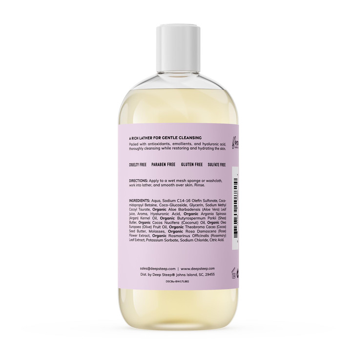 Deep Steep Body Wash Lilac Blossom 17 oz Hydrating Shower Gel with Hyaluronic Acid Shea Butter Aloe Vera Argan Oil Vegan