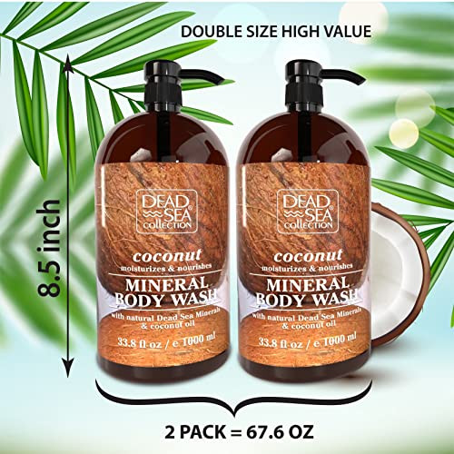 Dead Sea Collection Coconut Body Wash for Women and Men with Pure Dead Sea Minerals and Coconut Oil Cleanses and Moistur