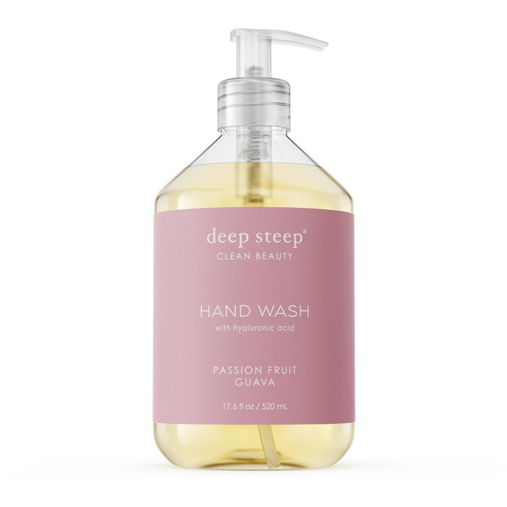 Deep Steep Liquid Hand Wash Passion Fruit Guava 176 oz Moisturizing Cleanser with Olive Oil Aloe Vera Glycerin Hyaluroni