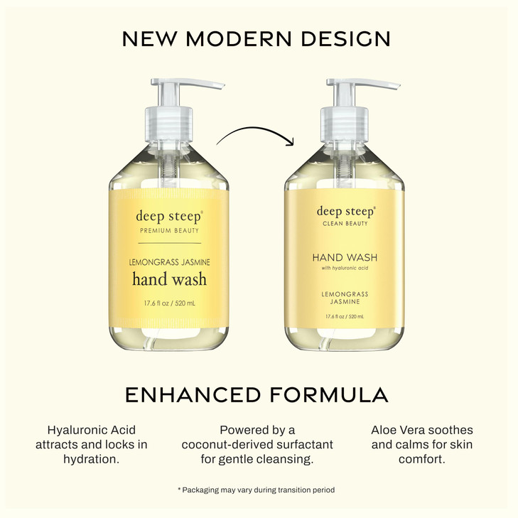 Deep Steep Liquid Hand Wash Lemongrass Jasmine 176 oz Moisturizing Cleanser with Olive Oil Aloe Vera Glycerin Hyaluronic