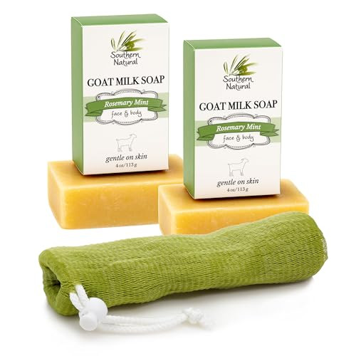 Southern Natural Handmade Goat Milk Soap Bar Nourishing Cleanser for Dry and Sensitive Skin Homemade Face Body Wash with