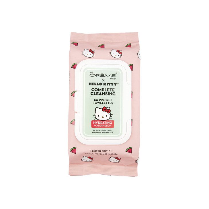The Crme Shop Hello Kitty Complete Cleansing Wipes Hydrating Watermelon Facial Cleanser Wipes Korean Face Wipes