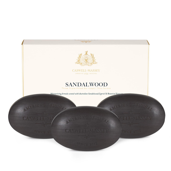 CaswellMassey Natural Bar Soap Gift Set Sandalwood TripleMilled Moisturizing Body Soap Bars for Men Women PlantBased For