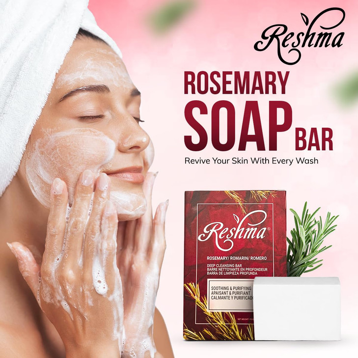 Reshma Beauty Rosemary Soap Infused with Rosemary Oil and Olive Oil AntiAging Face Body Soap Bar Suitable for Normal to