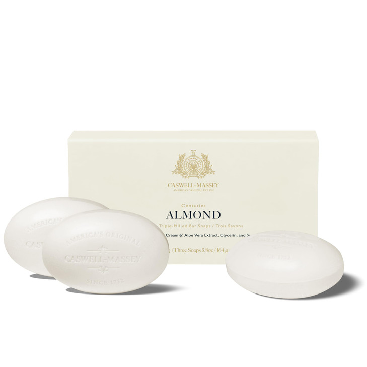 CaswellMassey Natural Bar Soap Gift Set Almond Scent TripleMilled Moisturizing Body Soap Bars for Men Women PlantBased F