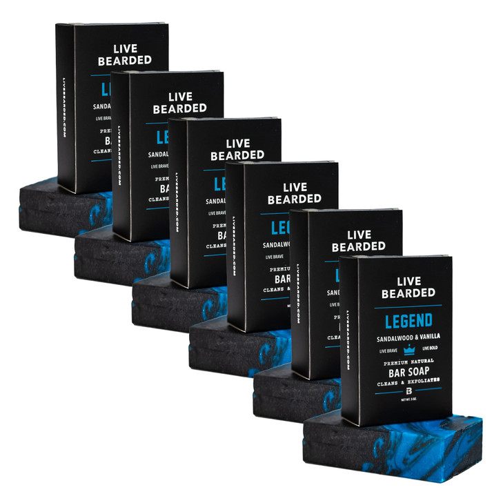 Live Bearded AllNatural Bar Soap for Men 3Pack of 5 oz Made in the USA Exfoliates and Moisturizes Charcoal Pumice Shea B