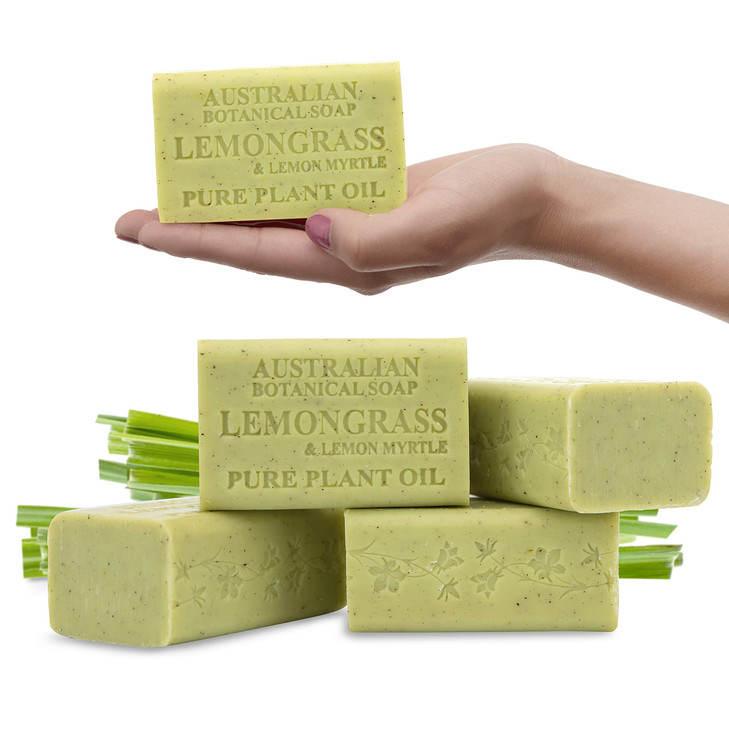 Australian Botanical Soap Lemongrass and Lemon Myrtle 66 oz Luxury Soap Bars Enriched with Shea Butter Pack of 4