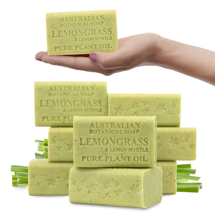 Australian Botanical Soap 66 OZ Lemongrass and Lemon Myrtle Triple Milled Bars made with a Natural Soap Base and Enriche