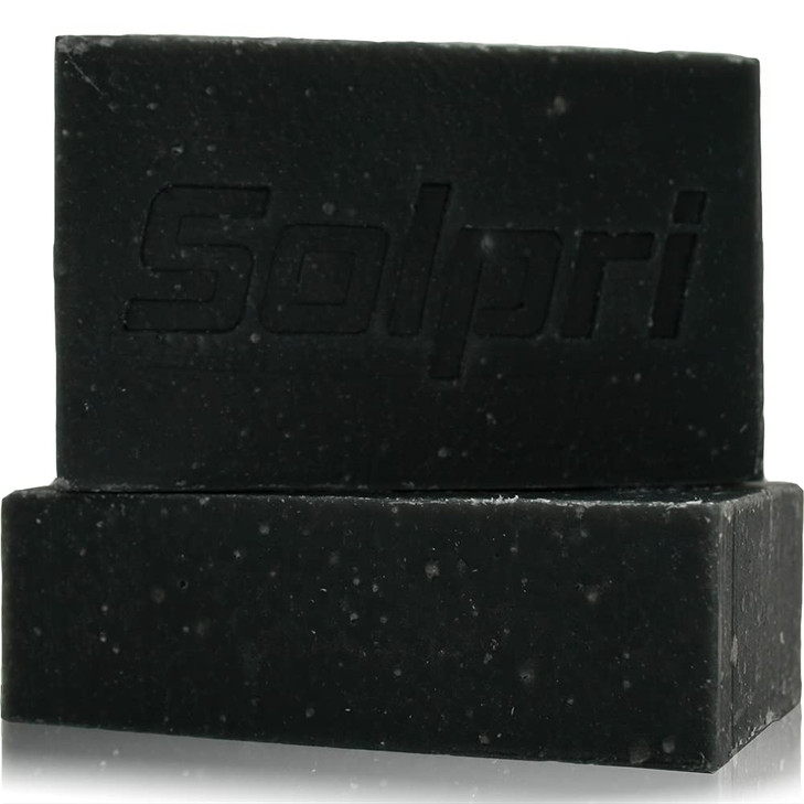 Solpri Shield Exfoliating Charcoal Bar Soap for Athletes Deep Clean with Lemongrass Tea Tree 4 oz TwoPack