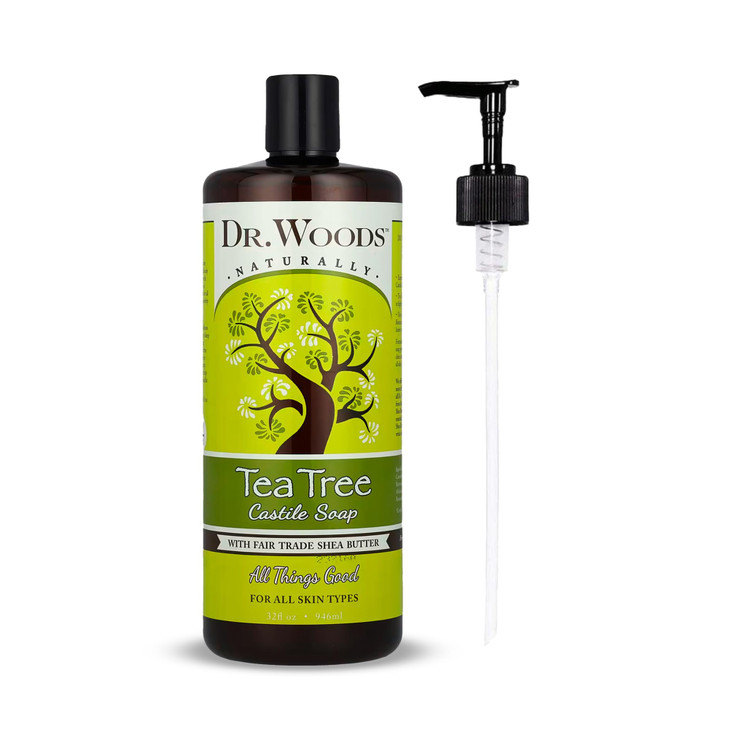 Dr Woods Tea Tree Liquid Castile Soap with Pump Castile Soap with Pure Tea Tree Oil Body Wash for Men and Women Organic