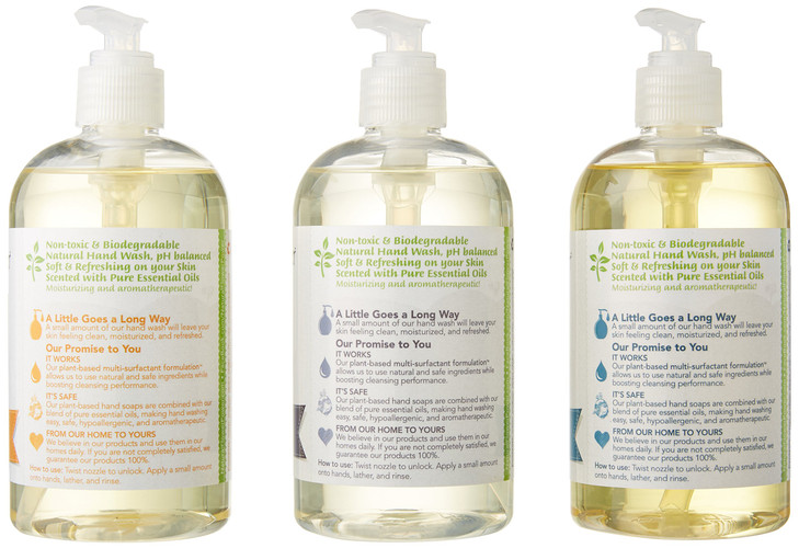 Natural Flower Power Liquid Hand Soap PlantDerived and BioBased Formula SulfateFree pHBalanced Vegan Variety Pack Lavend