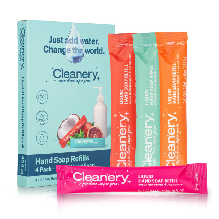Cleanery Moisturizing Hand Soap Refill Powder Concentrate 4 Refill Pack Variety Scent Each Refill Makes 10 fl oz Each