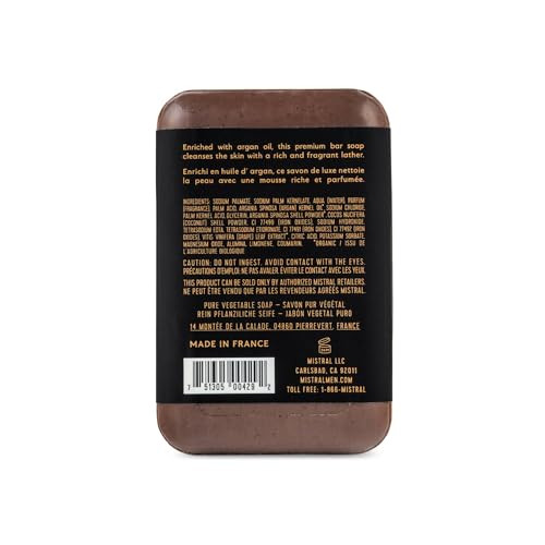 Mistral Bourbon Vanilla Luxury Bar Soap for Men Mens Natural Soap Bar Paraben Phthalates Free Moisturizing TripleMilled