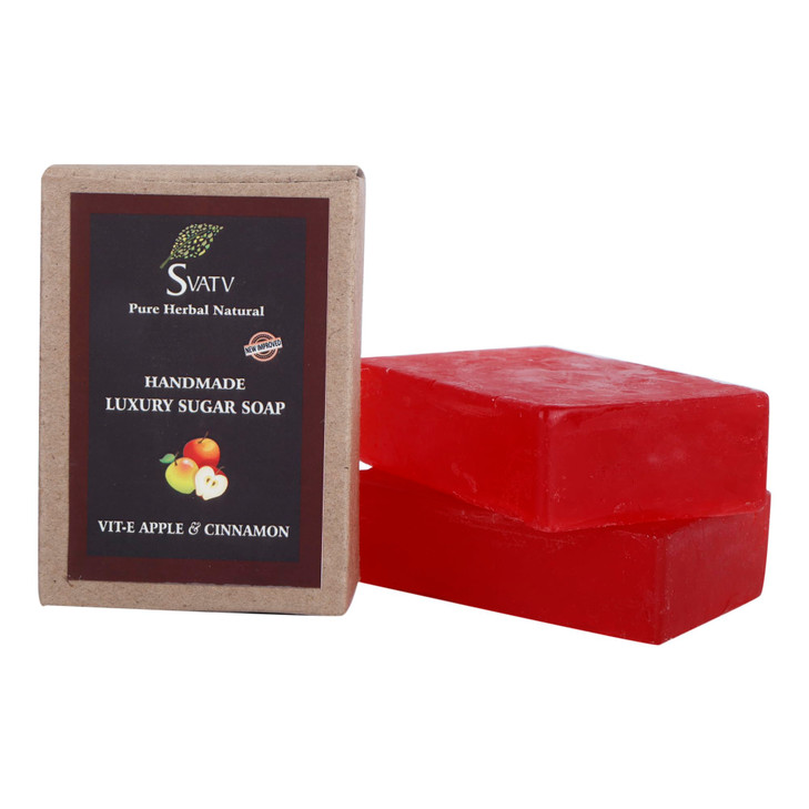 SVATV Handcrafted Soap With Natural Soothing Herbs Of VITAMINE APPLE CINNAMON For Men And Women Exfoliating Bar Traditio