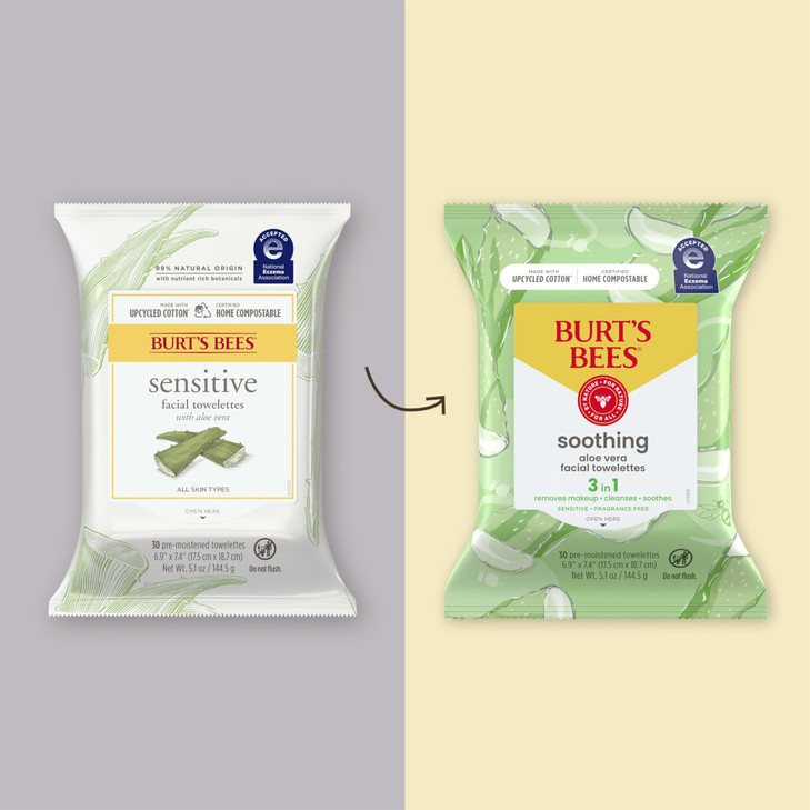 Burts Bees Aloe Vera Face Wipes for Sensitive Skin Soothing Makeup Remover Facial Cleansing Towelettes 30 Count 1 Pack