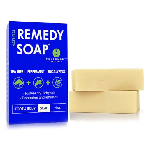 Truremedy Naturals Pack of 2 Tea Tree Body Wash with Peppermint and Eucalyptus Soothing Tea Tree Oil Bar Soap for Men an