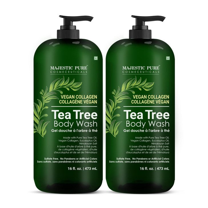 Majestic Pure Tea Tree Body Wash Formulated to Combat Dry Flaky Skin Soothes Nourishes and Moisturizes Irritated Chapped