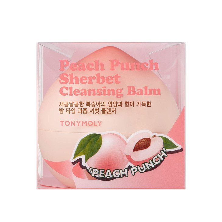 TONYMOLY Peach Punch Sherbet Cleansing Balm Korean Makeup Remover Face Cleanser with Peach Extract Nourishing Oils Hydra