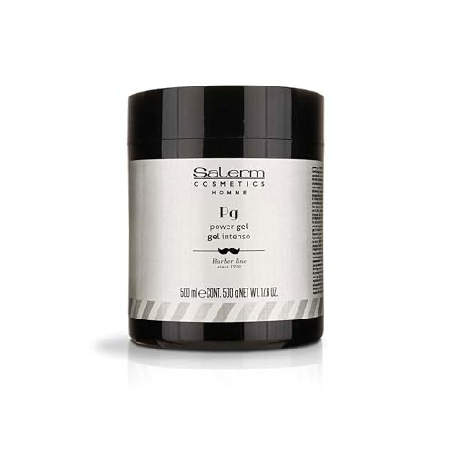 SALERM Mens Hair Styling Gel Homme Barber Line 500 ml Intense Hold Blue Gel Hydrating and Texturizing Keeps Hair Styled