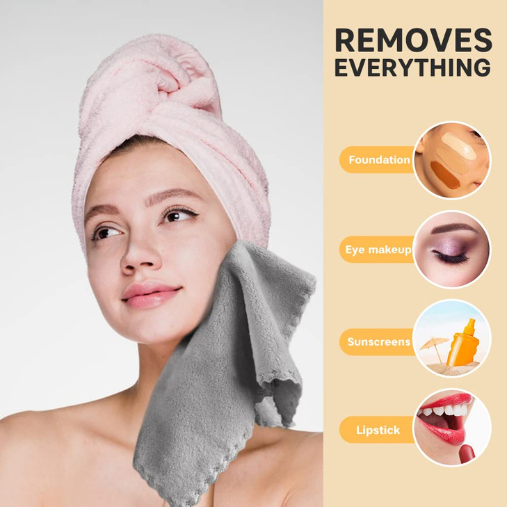 SUNLAND Microfiber Face Cloth Reusable Makeup Remover Facial Cleansing Towel Ultra Soft Face Washcloth 12inchx12inch 12