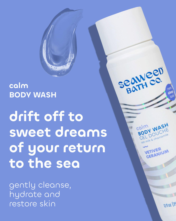 Seaweed Bath Co Calm Body Wash Vetiver Geranium Hydrating Foaming Cleanser with Soothing Oat Milk Chamomile Vegan Parabe