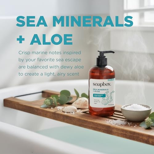 Soapbox Liquid Hand Soap Sea Minerals Aloe Gentle Moisturizing Hand Wash for Kitchen and Bathroom Vegan Cruelty Free Sce