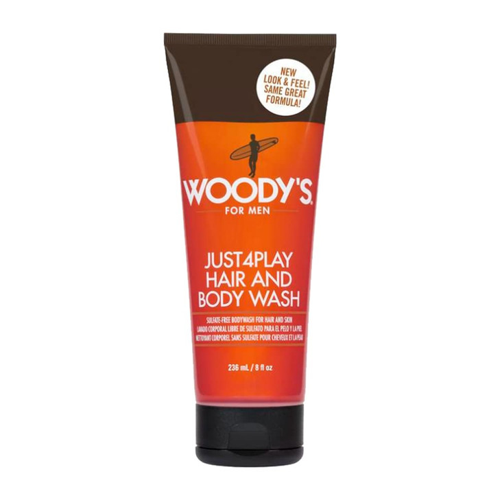 Woodys Just4Play Hair and Body Wash for Men SulfateFree Deep Cleansing Hydrating Fresh Scent AllinOne Shower Gel 8 fl oz