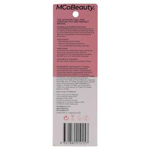 MCoBeauty Duo Brow Crayon & Highlighter - Two-In-One Eyebrow Styling Tool - Includes Brow Filler And Brow Bone Definer Highlight - Creamy, Long-Lasti