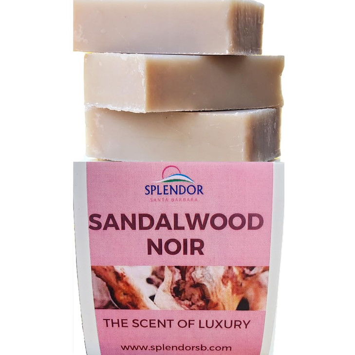 Splendor Santa Barbara Sandalwood Noir Bar Soap Natural Bar Soap for Face and Body Unisex Scent Handmade Vegan Natural C
