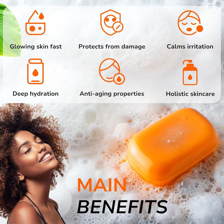 Gutaderme Turmeric Soap Bar 100g bar For Face Body Natural Soap Bar with Honey Ginger for Smooth Skin Deep Cleansing Moi