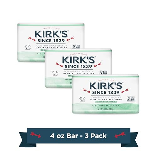 Kirks Natural Original Coco Castile Soap with Aloe Vera Pack of 3