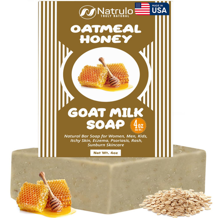 Cactus Honey Oats Goats Milk Soap Bar 4 oz Natural Bar Soap for Women Men Kids Itchy Skin Eczema Psoriasis Rash Sunburn