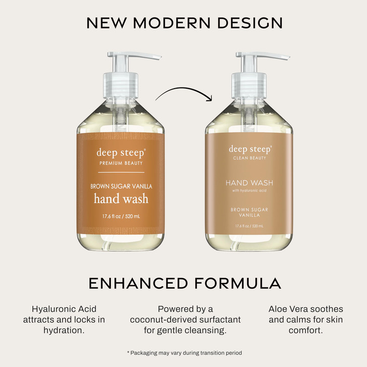 Deep Steep Liquid Hand Wash Brown Sugar Vanilla 176 oz Moisturizing Cleanser with Olive Oil Aloe Vera Glycerin Hyaluroni