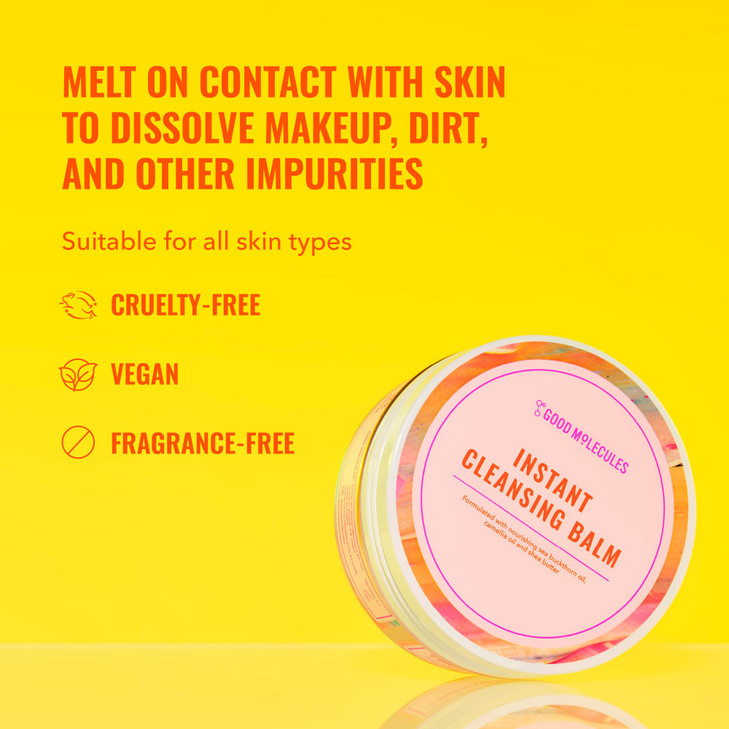 Good Molecules Instant Cleansing Balm Face Cleanser and Makeup Remover with Shea Butter and Sea Buckthorn to Hydrate Ski