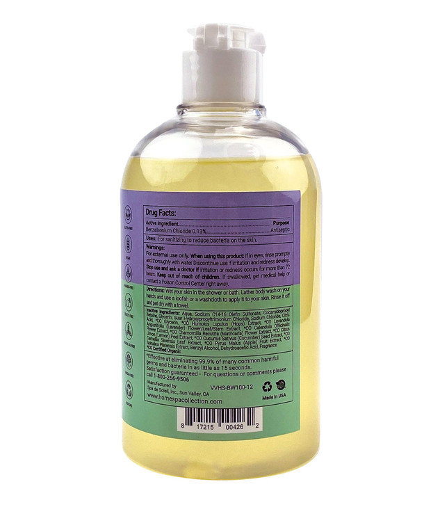 VITA VIE Body Wash Lemon Scent Antibacterial Soap for Hands and Forearms With Hazel Willow Bark Extract and Tea Tree Oil