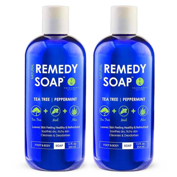 Truremedy Naturals 12oz Tea Tree Oil Body Wash Pack of 2 Tea Tree Soap with Aloe and Peppermint Oil Moisturizing Foot Wa
