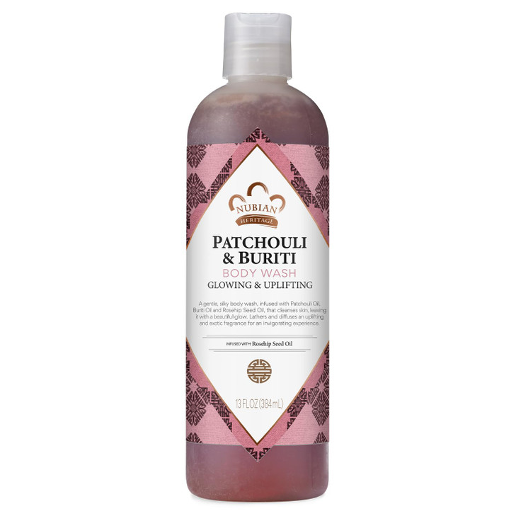 Nubian Heritage Body Wash Patchouli Buriti Toning Uplifting Shower Essentials Body Soap with Aloe Vera Rosehip Seed Oil