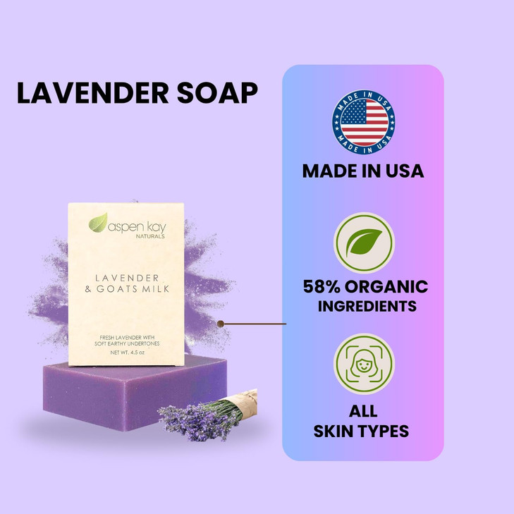 Aspen Kay Naturals Lavender and Goats Milk Soap Bar Natural Lavender Soap with Organic Shea Butter Pure Essential Oils G