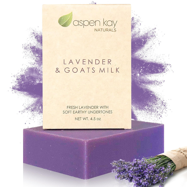 Lavender and Goats Milk Soap Bar Natural Lavender Soap with Organic Shea Butter Pure Essential Oils Gentle for Face and