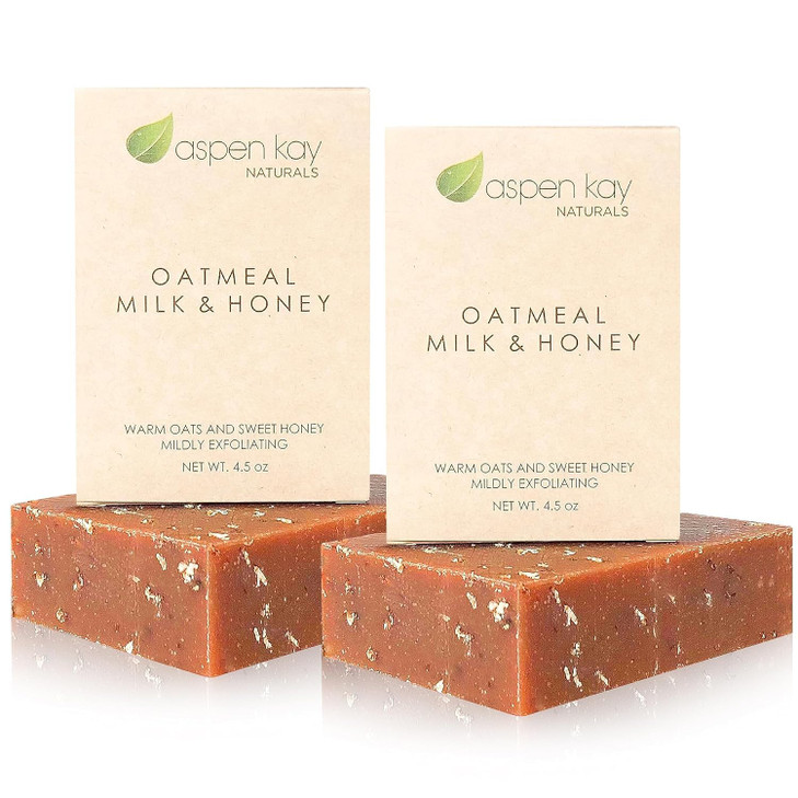 Aspen Kay Naturals Goats Milk Honey Oatmeal Soap Bar with Organic Raw Honey Goats Milk Rolled Oats Shea Butter Exfoliati