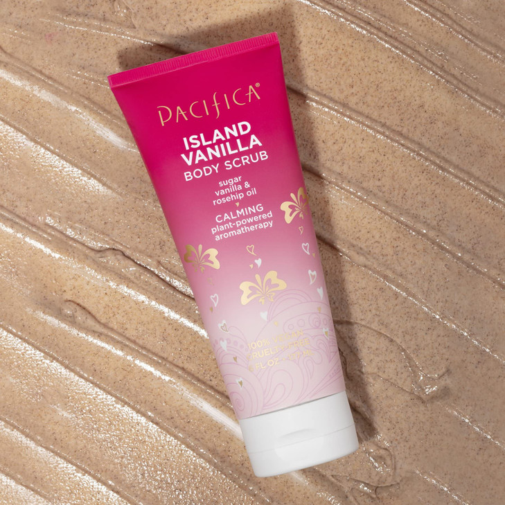 Pacifica Body Scrub Sugar Island Vanilla Full Body Wash Exfoliating Moisturizing w Rosehip Oil Coconut Vanilla Scented C