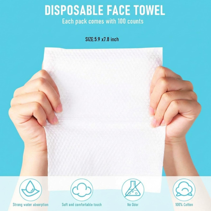 Riakrum 12 Pack Disposable Towelettes Face Towel Bulk Cotton Face Tissues Soft Facial Tissue Dry Wet Use for Sensitive S